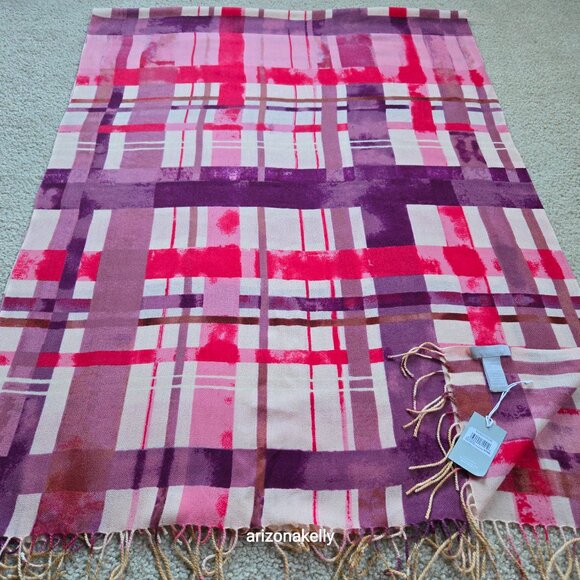 NWT Wool Cashmere Lightweight Scarf Nordstrom Pink Purple - Picture 3 of 11